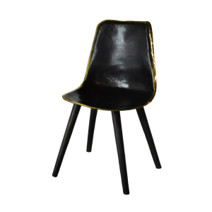 Celeste 1 dining chair made with
  hand-forged brass patina finish seat and hand-forged bronze legs – main view
