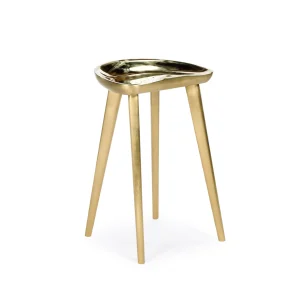 Dragor 2 counter stool made with
  handforged brass seat and legs – angle view