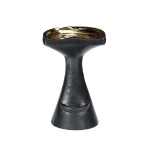 Mila 1 counter stool made with handforged
  brass seat and handforged bronze legs – main view