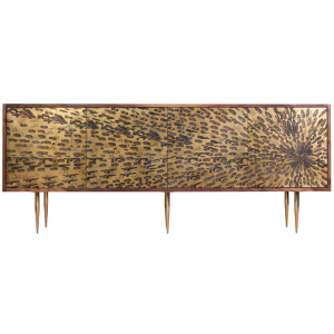 Splash D 1 sideboard made with solid
  American walnut frame and cast brass legs – side view